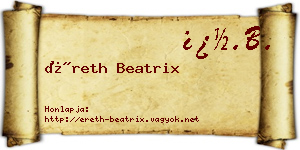 Éreth Beatrix névjegykártya